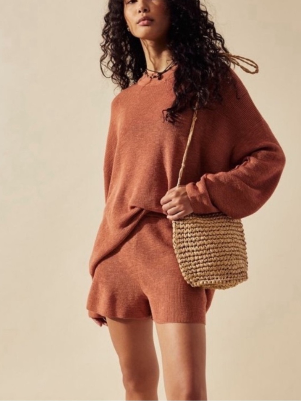 Free People Malibu Solid Surf Beach cover up Shorts Dusty Terracotta